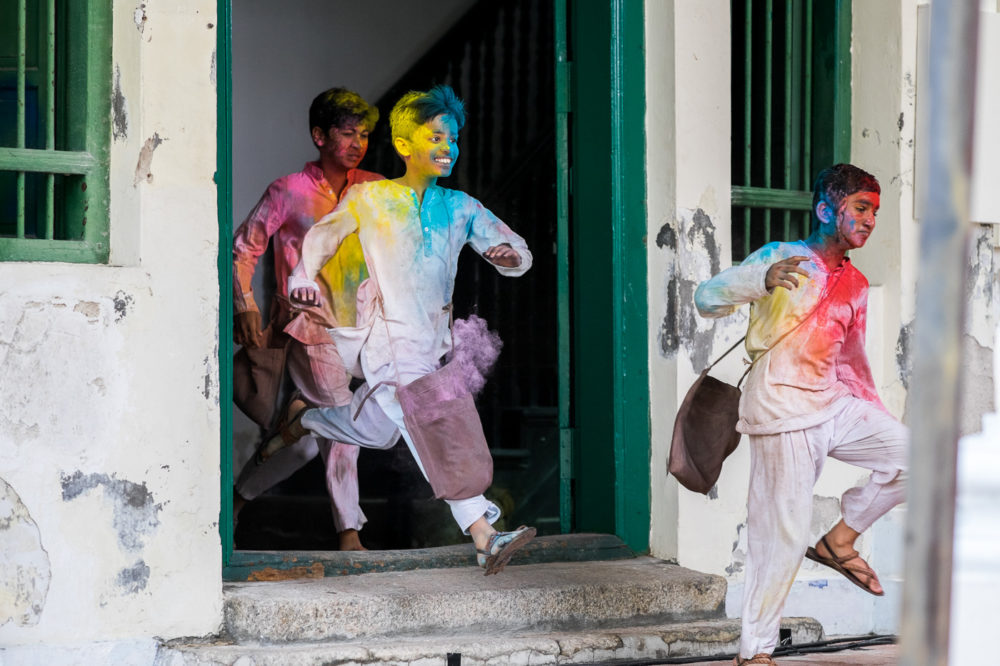 Syed Jasim Reza Ali, Mohammad Faiq and Padmessh Kalyan Kumar run through the bazaar.