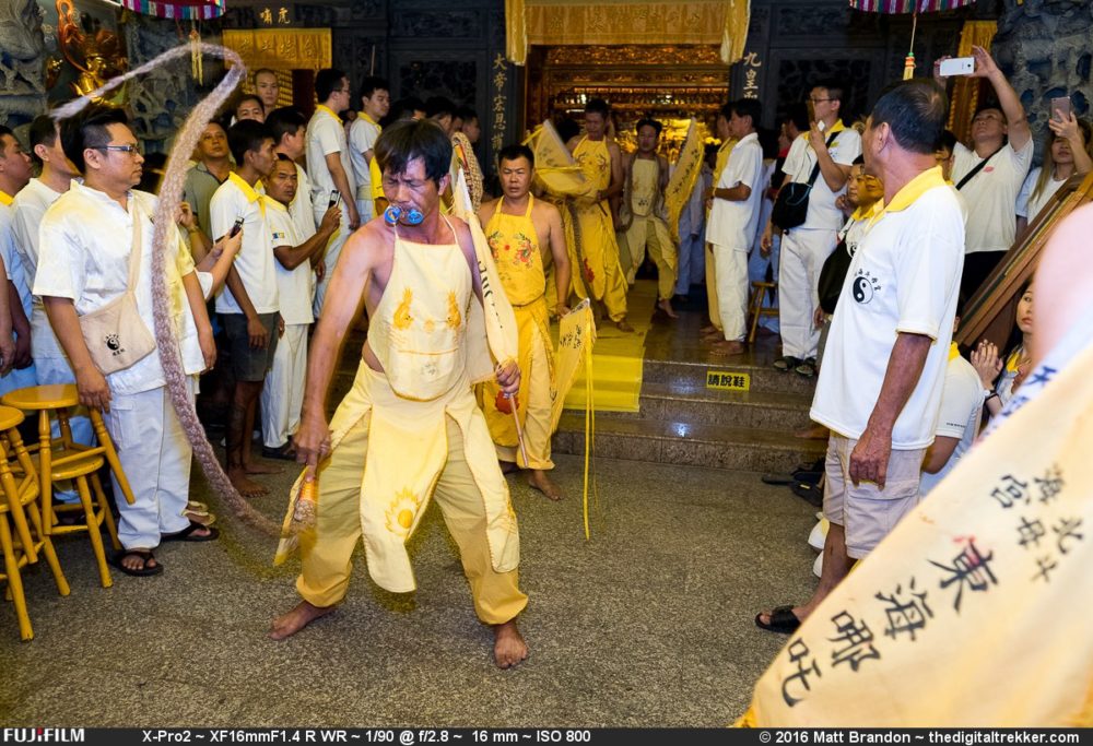 A medium cracks the serpent whip to begin the ceremony.